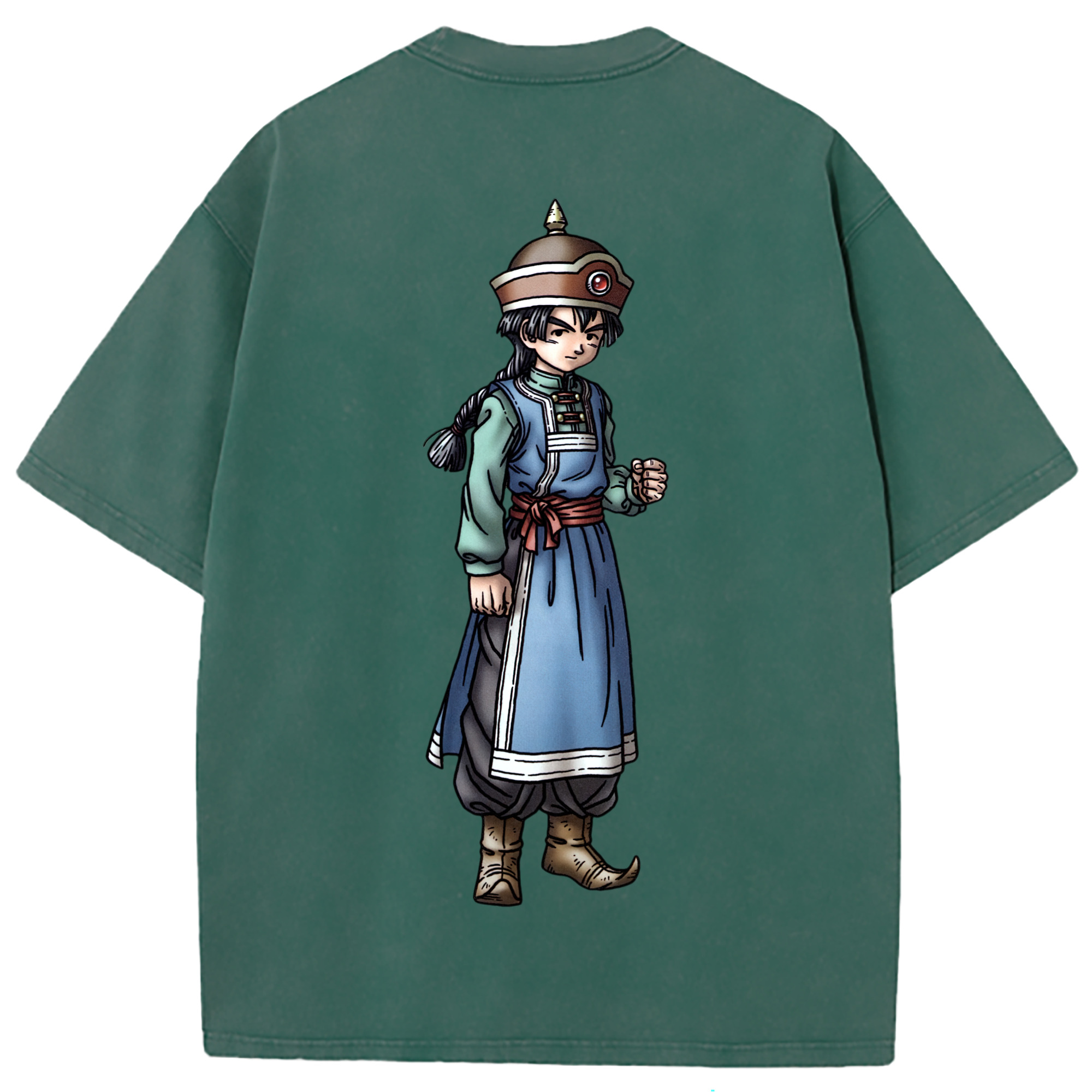 （画像用） ドラゴンクエスト Doragon Kuesuto Dragon Quest 綿100% ヴィンテージ風 半袖Tシャツ（背面プリント）
